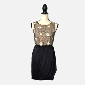3.1 PHILLIP LIM Mixed Media Silk Rosette Lace Cocktail Bubble Dress Size 2 Black